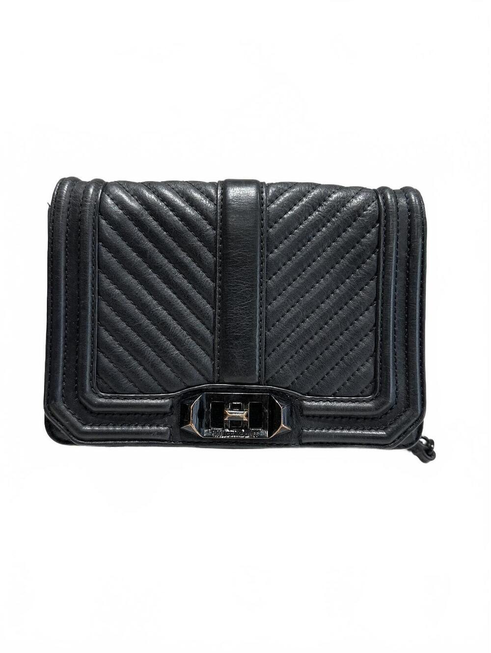 Rebecca Minkoff 'Love Chevron' Quilted Crossbody Bag Black Leather Chain
